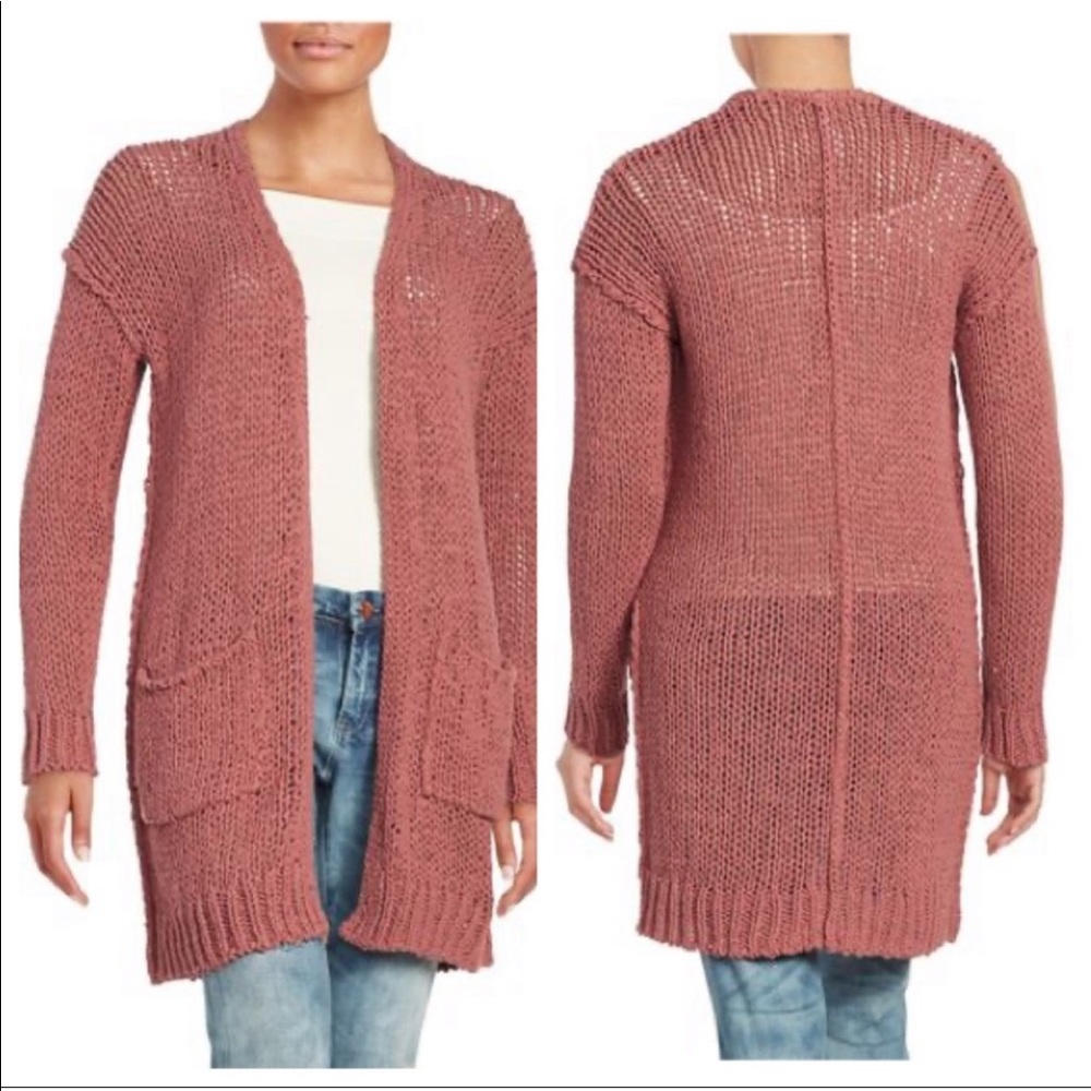 Free People Pink Open Knit Cardigan